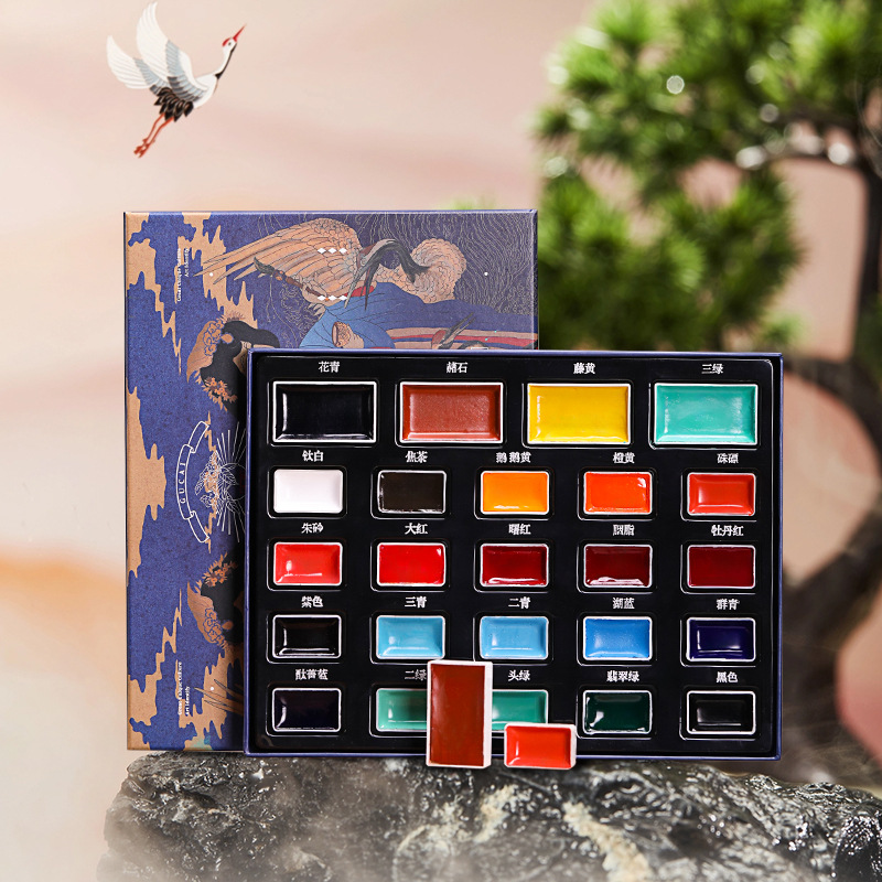 24-color Solid Chinese Paintin - Watercolor Paint Set Solid Pigment ulasan dan harga