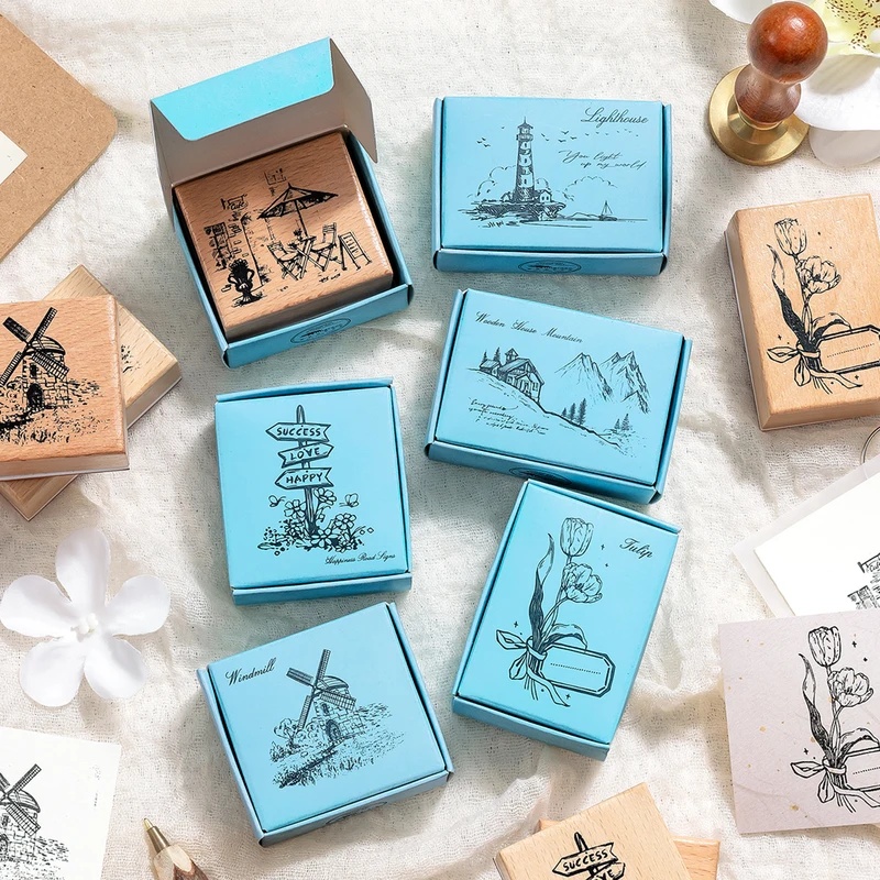 Vintage Wooden Rubber Stamps,  - Scrapbooking ulasan dan harga