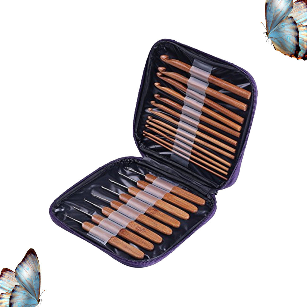 1Set Bamboo Wood Crochet Hook  - Wooden Crochet Hooks Ergonomic Handle ulasan dan harga