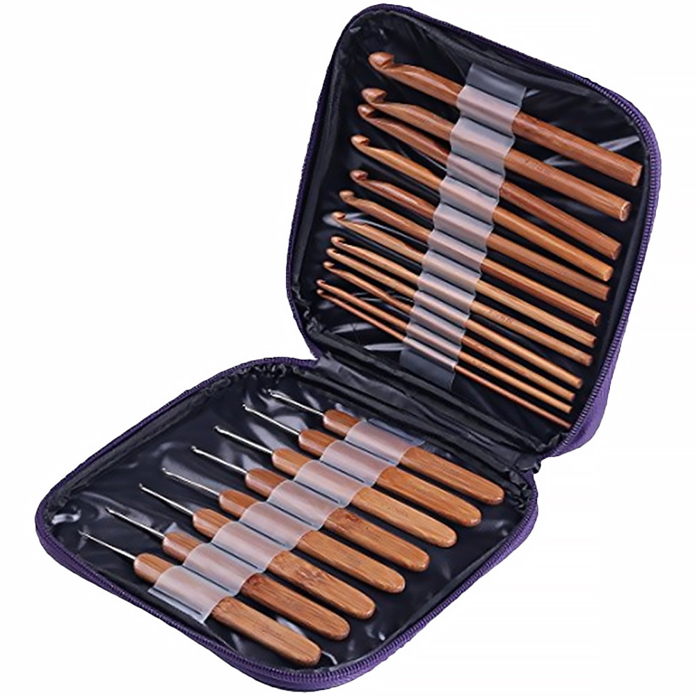 1Set Bamboo Wood Crochet Hook  - Wooden Crochet Hooks Ergonomic Handle ulasan dan harga