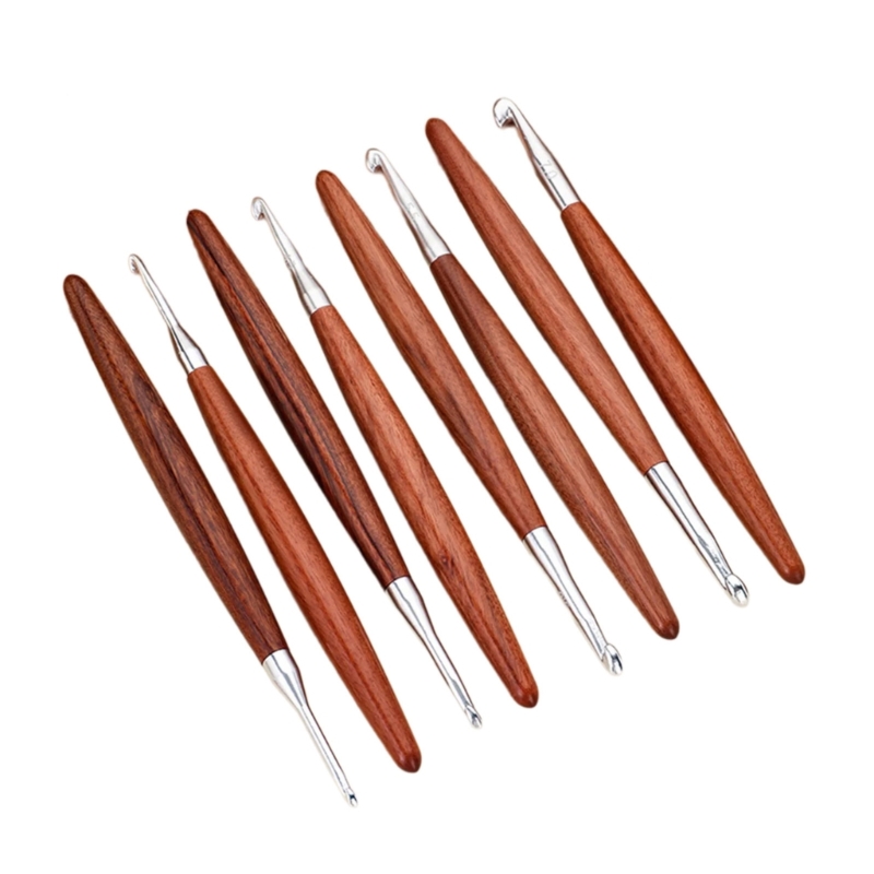 F68E 8Pcs Wooden Handle Croche - Wooden Crochet Hooks Ergonomic Handle ulasan dan harga